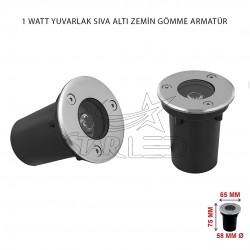 1 Watt Yuvarlak Sıva Altı Zemin Gömme Armatürü