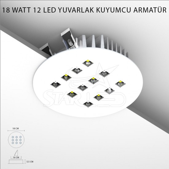 18 Watt 12 LED'li Yuvarlak Kuyumcu Vitrin Aydınlatması 18 Watt 12 LED'li Yuvarlak Kuyumcu Vitrin Aydınlatması