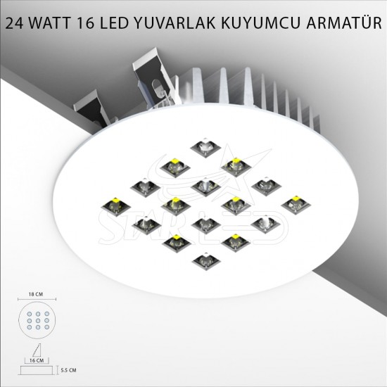 24 Watt 16 LED'li Yuvarlak Kuyumcu Vitrin Aydınlatması 24 Watt 16 LED'li Yuvarlak Kuyumcu Vitrin Aydınlatması