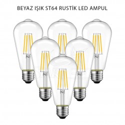 Beyaz Işık ST64 Rustik E27 Duylu LED Ampul 6 Watt Beyaz Işık ST64 Rustik E27 Duylu LED Ampul 6 Watt