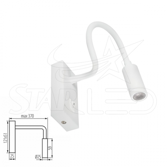 3 Watt LED Okuma Lambası 12V 24V 220V Beyaz Kasa 3 Watt LED Okuma Lambası 12V 24V 220V Beyaz Kasa