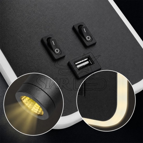 USB’li Çift LED Yatak Başı Okuma Lambası 12W 3000K – Ayarlanabilir Spotlu Aplik USB’li Çift LED Yatak Başı Okuma Lambası 12W 3000K – Ayarlanabilir Spotlu Aplik