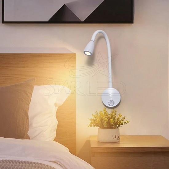 Yatak Başı Okuma Lambası 3 Watt  GOLD - BEYAZ - SİYAH - KROM