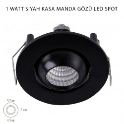 Siyah Kasa Manda Gözü LED Spot 1 Watt Siyah Kasa Manda Gözü LED Spot 1 Watt