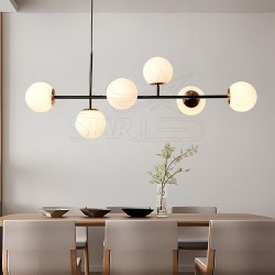 6'lı Yatay Gold Detaylı Siyah Sarkıt Yatay Avize