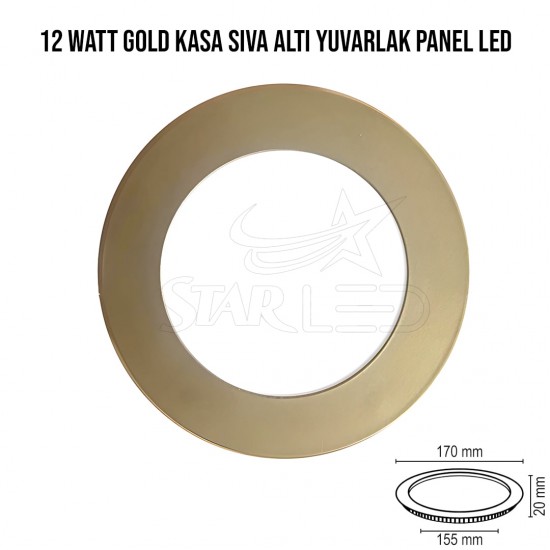 Gold Kasa Sıva Altı Yuvarlak Panel LED 12 watt Gold Kasa Sıva Altı Yuvarlak Panel LED 12 watt