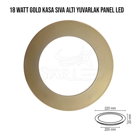 Gold Kasa Sıva Altı Yuvarlak Panel LED 18 watt Gold Kasa Sıva Altı Yuvarlak Panel LED 18 watt
