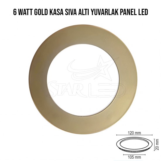 Gold Kasa Sıva Altı Yuvarlak Panel LED 6 watt Gold Kasa Sıva Altı Yuvarlak Panel LED 6 watt
