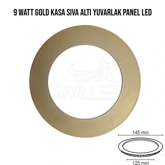 Gold Kasa Sıva Altı Yuvarlak Panel LED 9 watt Gold Kasa Sıva Altı Yuvarlak Panel LED 9 watt