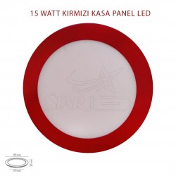 Kırmızı Kasa 15 Watt Sıva Altı Yuvarlak LED Panel