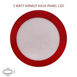 Kırmızı Kasa 3 Watt Sıva Altı Yuvarlak LED Panel