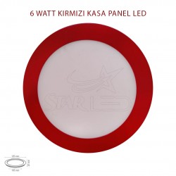 Kırmızı Kasa 6 Watt Sıva Altı Yuvarlak LED Panel