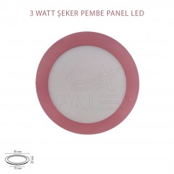 3 Watt Pembe Kasa Sıva Altı Yuvarlak Panel LED