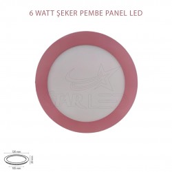 6 Watt Pembe Kasa Sıva Altı Yuvarlak Panel LED