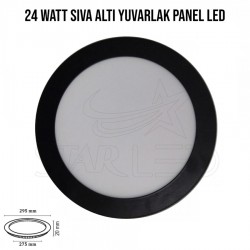 Siyah Kasa 24 Watt Sıva Altı Yuvarlak LED Panel