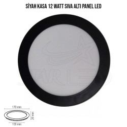 Siyah Kasa 12 Watt Sıva Altı Yuvarlak LED Panel