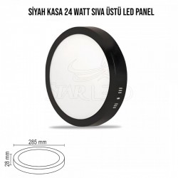 24 Watt Siyah Kasa Sıva Üstü Yuvarlak LED Panel 24 Watt Siyah Kasa Sıva Üstü Yuvarlak LED Panel