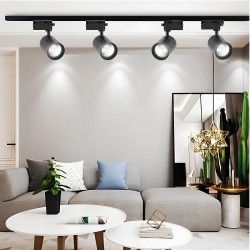 LED'li Ray Spot Aydınlatma 4'lü Siyah Kasa Beyaz Işık 1 Metre Raylı